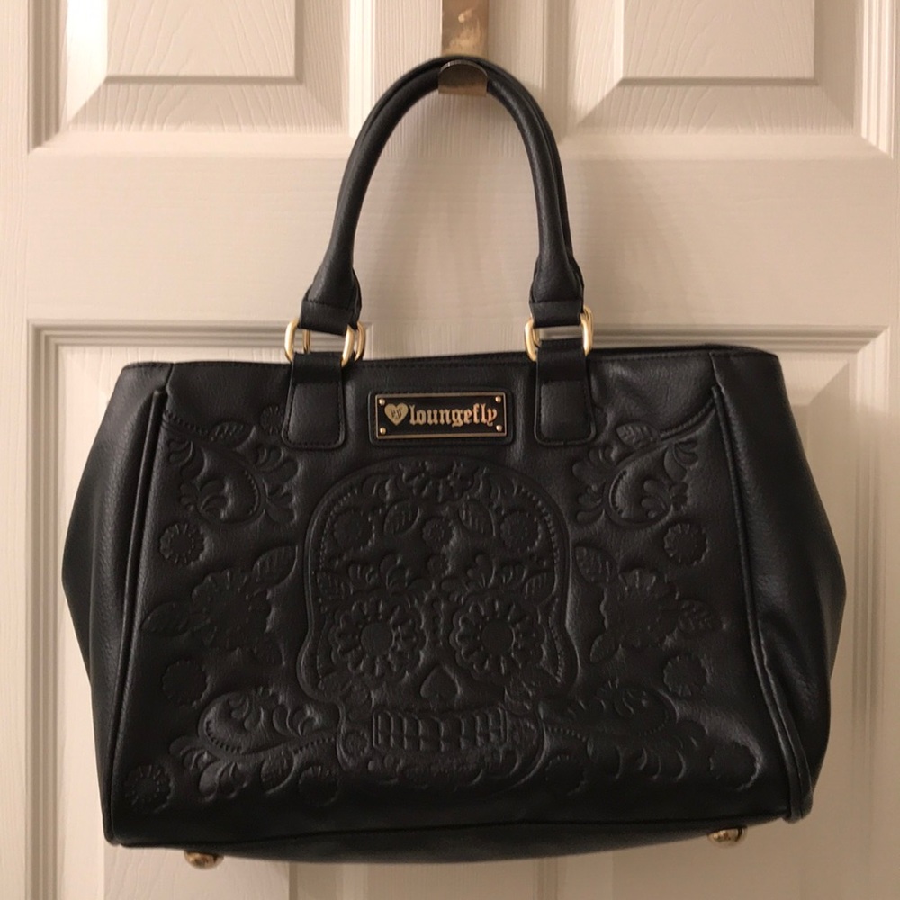 Loungefly Black Embossed Sugar Skull Purse